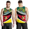 Tops de réservoir masculin Mozambique Carte de drapeau 3D Top imprimé pour hommes vêtements décontractés gilet hawaïen National Emblem Wiltcoat Africa Jersey dashiki