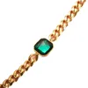 Bracelets de charme en acier inoxydable fille incrustée verte zircon plaqué 18k d'or de la Saint-Valentin Bracelet de camarade de classe