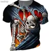 Men's T-Shirts Undead Skull Harajuku 3D Printed Graphic Summer New Punk Men Streetalism Hip Hop Rebel Personality Crewneck Short Sleeve T-shirtXW