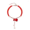 Charm Bracelets Wholesale Cute Red Gourd Fu Bag Copper Money Tassel Rope Bracelet Titanium Steel Jewelry Female Models Wedding Gift