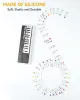 Guía de notas de piano de teclados con caja para principiante, silicona reutilizable 88 clave Tamaño completo Etiquetas de teclado de piano extraíble para aprender para aprender
