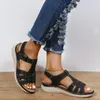 Freizeitschuhe Sommer Frauen im römischen Stil Keil flacher Mund Sandalen Knöchelgurt