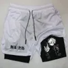 Anime Compression shorts Summer Sportswear Men Gym 2 In 1 training workout Male fitness sport 240412