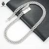 Hot Selling 2 filas de zirconia cúbica gelada na cadeia de link cubano Sterling Silver 13mm Chain Cuban Chain