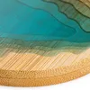 Table Mats 1 Pcs Pack Wood Coasters Round Ocean Wave Epoxy Resin And Bamboo Drink Mat Home Decorations