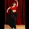 Sahne Giyim Göbek Dans Kostümü Kadınlar Uygulama Elbise Kırmızı Siyah Omuz Çiçek Oryantal Perisi