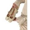 Casual Shoes 2024 Sommerprodukt Frauen Mode Square Zeh glänzt weiche und Ballett flache Schlinge