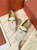 10a toppkvalitet LP -skor Summer Walk Charms Parstil Utsmyckad Suede Designer Loafers Moccasins äkta läder Casual Flats