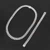 Luxury Vvs Moissanite Cuban Chain Jewelry Iced Out 8mm Miami Cuban Link Choker Necklace Set Bracelet