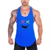 Men's Tank Tops Fashionable and humorous XX smiling face fitness vest mens bodybuilding sleeveless vest mesh quick drying racing back T-shirtL2404