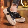 Sapateiros de couro de couro baixo para mulheres Retro 2024 Autumn New Corean Version Sneakers Sneakers Lace Up Anti Slip Slip Sport Shoes