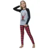 Clothing Sets Christmas Toddler Girl Boy Family Wear Long Sleeved Deer Print Top Plaid Trousers Home Suit For 2 To 14 Baby Receiving Clothes