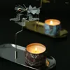 Candle Holders Christmas Magnetic Rotary Spinning Carousel Tealight Holder Metal Stand