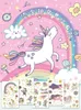 Tattoo-overdracht 1-6 Schedels/Lot Unicorn Children Tattoo Sticker Tijdelijke nep Kids Tattoo Girls Arm Hands Body Waterdichten Tatouages Giet Enfants 240427