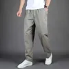 Мужские брюки мужские брюки. Случайные брюки Монохромные плюс размер M-6xl Эластичная талия 100% чистая хлопчатобу