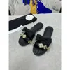 Les plus belles pantoufles mules riches pantoufles de fleurs noires perle diamant boucle glisse sandales à la meilleure pantoufle taille 35-41