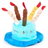 Hundkläder födelsedagslock hatt med tårta ljus design party kostym katt huvudbonad husdjurs tillbehör för produkter