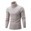 Herren lässige Pullover 5 Farben gerippte Schildkrötenhals Pullovers Langarm solider Pullover für Herbst und Winter