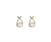 Stumes Skets Fashion Cross Boucles d'oreilles Stud For Women Girls Style coréen Elegant Crystal Jewelry Oreille Bouilles en queue de poisson Godes d'oreilles Gift D240426