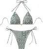 Bikini da donna Set di costumi da bagno ad alta vita da bagno a due pezzi Swimsuit Stampato Sexy Triangle Spice Girl senza schienale