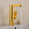 Bathroom Sink Faucets OUBONI Rose Golden Polish Basin Faucet Hand Painting Space Aluminium Metal Materials 1 Handle Water Mixer