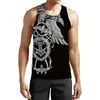 Men tanktops retro heren gotische tanktop zomer mouwloze 3D -printen viking heren top losse casual hete hiphop street topl2404