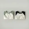 T-shirts 2024 Summer New Baby Short sleeved T-shirt Cotton Childrens Casual T-shirt Fashion Baby Solid Bottom TopL2404