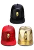 Metal Gold Lion Head Logo PU Leather Baseball Cap Casual Unisex Belt Buckle Hip Hop Rap 3 Panel Sun Snapback Hats Men Women253Y2457082