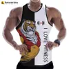 Débardeur pour hommes Rowena Love Fitness 3D Tank imprimé Letter Animal Top Imprimé T-shirt Verte sans manches Harajuku Mens Street Clothing Gym T-shirtl2403l2403