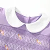 Little Maven 2024 Summer Party Purple Dress Suitable for Girls Childrens Clothing Cartoon Embroidered Cotton 240424