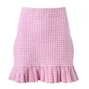 416 2024 Spring Summer Two Pieces Sets Crew Neck Empire Pink Long Sleeve Empire Short Skirt YL