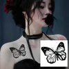 Tatuaggio tatuaggio a farfalla nera duratura impermeabile adesivo da tatuaggio temporaneo monouso 3d tatuaggi sexy decorazione collo per donne uomini tatuaggi finti 240427