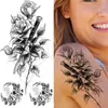 HDRH Transfer Transfer Fiore sexy Tattoo temporaneo Female Body Art Painting Craccio Adesivo Tattoo Black Rosa impermeabile Tattoo TATUOO TATUOO Sticker 240427