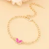 Bracelets de charme Bracelete de borboleta de rosa fofa para mulheres Moda Gold Link Cadeir