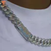 Ankunft Mode Schmuck 18mm 3 Reihen dreifarbige Schlangenhaut Design S925 ICED OUT VVS Moissanite Hip Hop Kubaner Kette Halskette