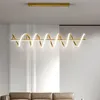 Nowoczesny prosty styl żyrandol LED do jadalni kuchnia sypialnia lampa dekoracja dekoracja zakrzywiona design jasne złote wisiorek światło