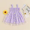 Focusnorm 0-4y d'été bébé fille patinage robe bohème 4 couleurs sans manches tournesol imprime