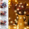 Decorações 1pc Luzes de Natal Snowflake String Light LED Bateria operada a água à prova d'água Luzes de fadas para o quarto Decoração de jardim