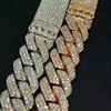 Melhor qualidade personalizada 16 mm Link cubano Moissanite Diamond Chain 925 Sterling Silver White Rose Gold Diamond Chain