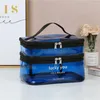 Cosmetic Bags 1pcTransparent Double Layer Travel Bag Jelly Color Large Capacity Case Fashion Woman Wash Organizer Makeup