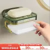 Dishes Elegant Soap Holder with SelfAdhesive, Wallmounted, No Drilling,No Water Accumulation for Kitchen and Bathroom Organizer