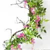 7ft 2m Blumenschnur künstliche Wisteria Vine Girlande Pflanzen Laub Laub im Freien nach Hause nachzuhalelnden Blume gefälschte Blume Hanging Wanddekoration 240424