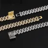 Hiphop smycken set t-kvadrat zirkon kubansk halsband blandade män #39; s legering gränsöverskridande trendiga grossist 15mm guld pläterad