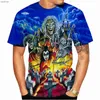 T-shirts voor heren retro gothic retro horror schedel 3D geprinte heren t-shirt y2k nieuwe mode o-neck korte mouw top hiphop street heren t-shirtxw