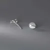 Stud Silver-Plate Asymmetric Cute Space Astronaut Planet Opal Studörhängen för kvinnor Silverfärg Lovel Simple Ear Piercing Smycken D240426