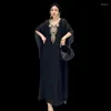 Feestjurken Vefadisa2024 Zomer Women Black Dress Fashion Splice Loose Personaliseerde Print Flower Trendy Girl Batwing Sleeve ZY1444