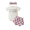 Clothing Sets 4th Of July Baby Girl Outfits Short Sleeve Crewneck Romper Shirt Bodysuit Donut Headband 3Pcs