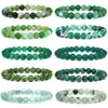 Bracciale verde da 8 mm in perline Bracciale naturale di calceciedy gatto di calcetto per gatto per il trattamento elastico per regali di gioielli da uomo