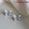 Stud 2Pcs/Korean 925 Silver Needles Tragus Piercing Helix Butterfly Earrings for Women Trendy Cute Stud Earring 2023 Jewelry Gifts d240426
