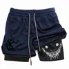 Anime Berserk Running Shorts Men Fitness Gym Training 2 in 1 Sports Quick Dry Workout Jogging Double Deck Summer y240412